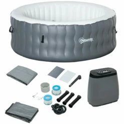 Outsunny Round Hot Tub 4 Person, Light Grey -OUTSUNNY Shop uRwdaa18041c96579 jpg