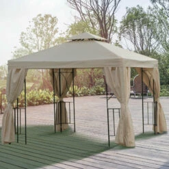 Outsunny Metal Gazebo With Curtains 3 X 3m - Beige 22 Outsunny Metal Gazebo With Curtains 3 X 3m - Beige -OUTSUNNY Shop ueV6ff181942673d3 jpg