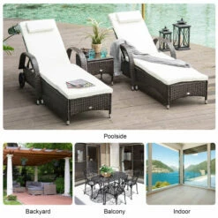 Outsunny Rattan Lounger Set With Side Table - Brown -OUTSUNNY Shop uva88c17eecc29e8c jpg