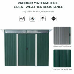 Outsunny Metal Garden Shed 260L X 133W X 200Hcm - Green -OUTSUNNY Shop wLrb1018746d3c0b0 jpg