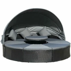 Outsunny Garden Daybed With Adjustable Table - Black