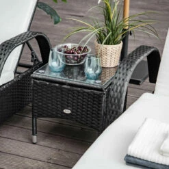 Outsunny Rattan Lounge Set With Side Table - Black -OUTSUNNY Shop wi94a7180efc0c049 jpg