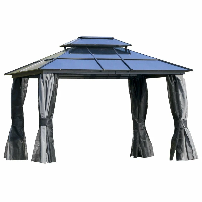 Outsunny Hardtop Gazebo 3x3.6m - Grey 3 Outsunny Hardtop Gazebo 3x3.6m - Grey