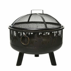 Outsunny Outdoor Fire Pit With Grill Cooking Grate W/ Cover Fire Poker Yard Bonfire Patio