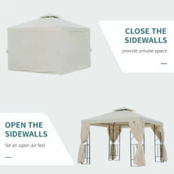 Outsunny Metal Gazebo With Curtains 3 X 3m - Beige 18 Outsunny Metal Gazebo With Curtains 3 X 3m - Beige -OUTSUNNY Shop yx2b10181942673d3 jpg