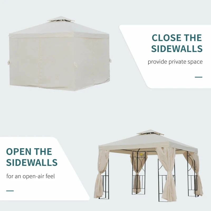 Outsunny Metal Gazebo With Curtains 3 X 3m - Beige 8 Outsunny Metal Gazebo With Curtains 3 X 3m - Beige - Image 6