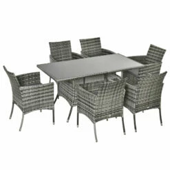 Outsunny 7pc Rattan Garden Furniture Dining Set Wicker Patio Conservatory Seater -OUTSUNNY Shop zUKdaa17eecc2921c jpg