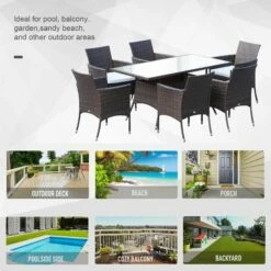 Outsunny Rattan Garden Furniture Dining Set 6-seater Patio Rectangular Table Cube Chairs Outdoor Fire Retardant Sponge Brown -OUTSUNNY Shop zYl75617eecc29833 074c2cf8 919a 4c6e 9513 03a61cd7d3f5